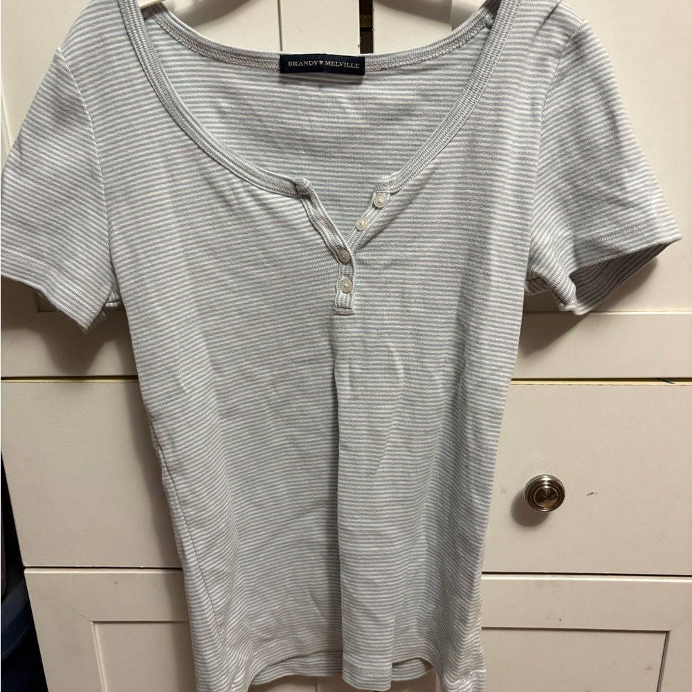 Brandy Melville Light blue Striped Tee